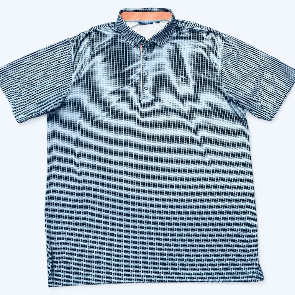 Devereux "Proper Threads" Blue Geometric Golf Polo, Men's XXL - Picture 5 of 11